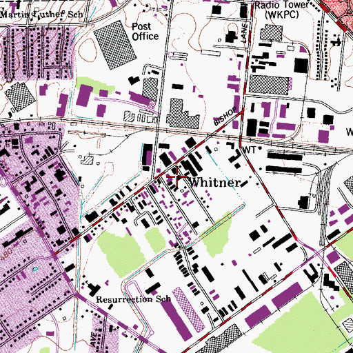 Topographic Map of Whitner, KY