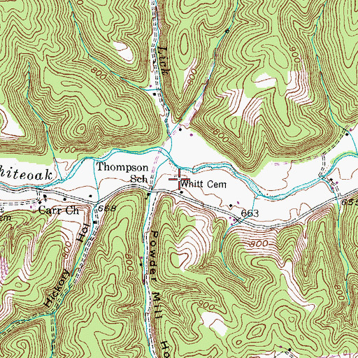 Topographic Map of Whitt Cemetery, KY