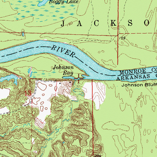 Topographic Map of Johnson Bay, AR