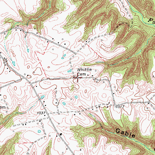 Topographic Map of Whittle Cemetery, KY