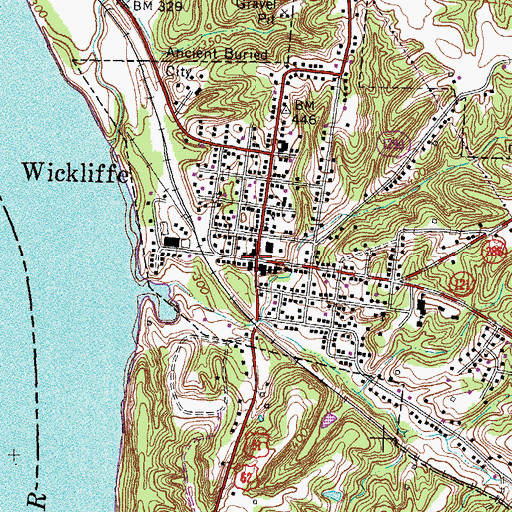 Topographic Map of Wickliffe, KY