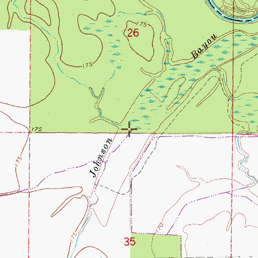 Topographic Map of Johnson Bayou, AR