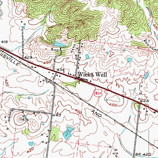 Topographic Map of Wicks Well, KY