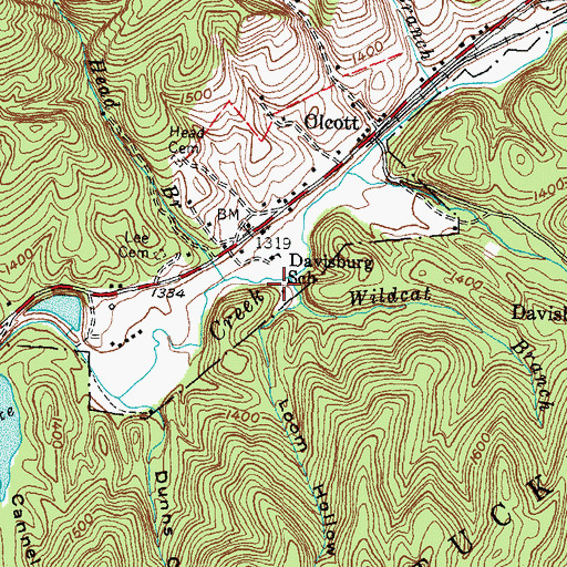 Topographic Map of Wildcat Branch, KY