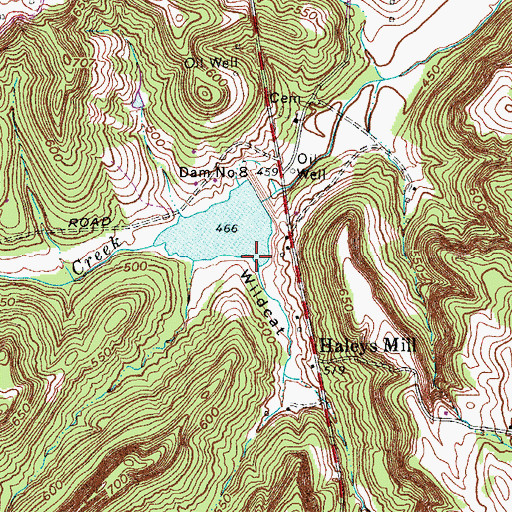 Topographic Map of Wildcat Hollow, KY