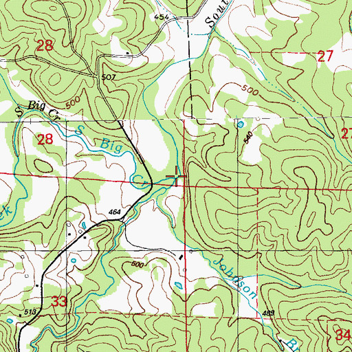 Topographic Map of Johnson Branch, AR