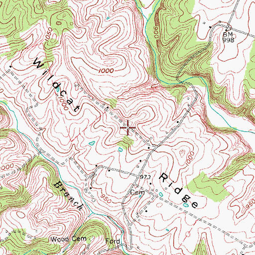 Topographic Map of Wildcat Ridge, KY