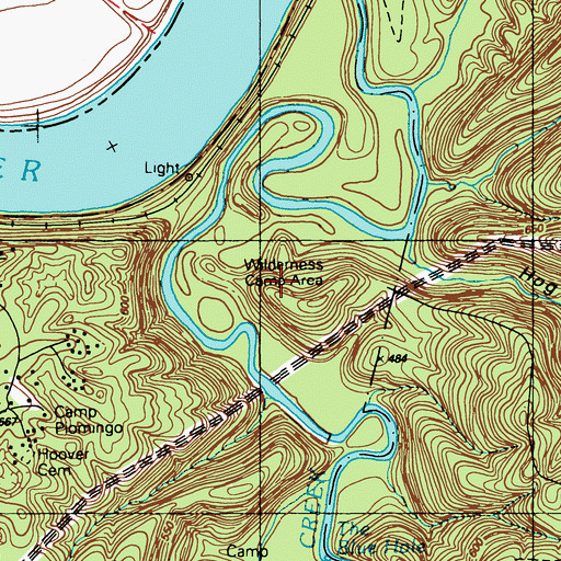 Topographic Map of Wilderness Camp Area, KY