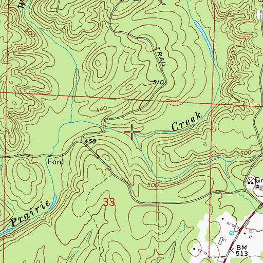 Topographic Map of Johnson Branch, AR