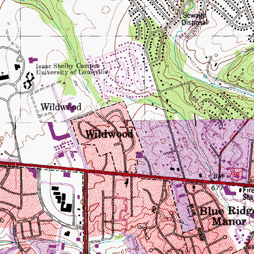 Topographic Map of Wildwood, KY