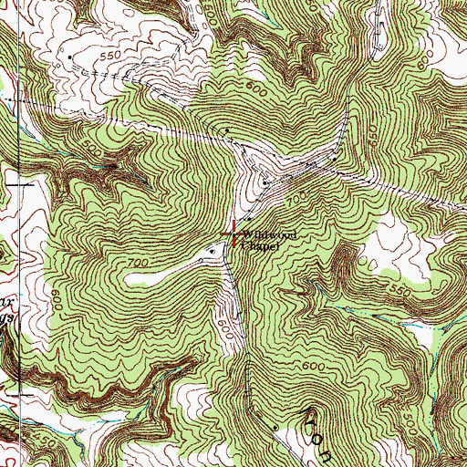 Topographic Map of Wildwood Chapel, KY