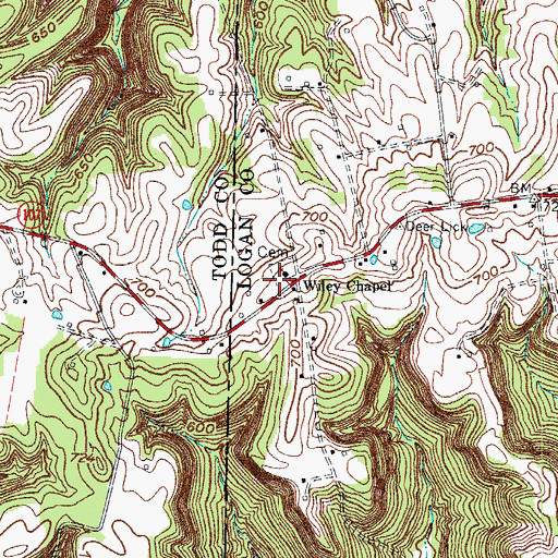 Topographic Map of Wiley Chapel, KY