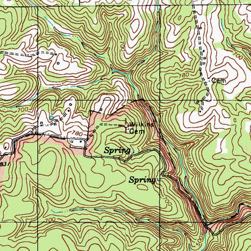 Topographic Map of Wilkins Cemetery, KY
