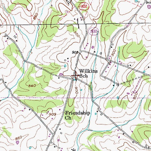 Topographic Map of Wilkins School, KY