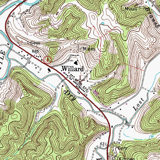 Topographic Map of Willard, KY