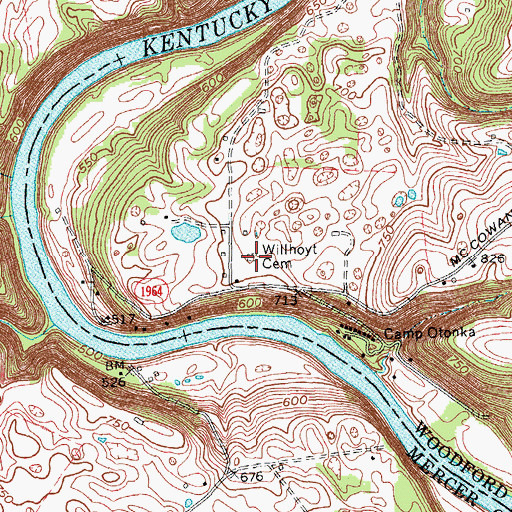 Topographic Map of Willhoyt Cemetery, KY