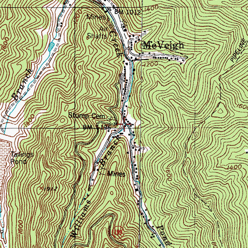 Topographic Map of Williams Branch, KY