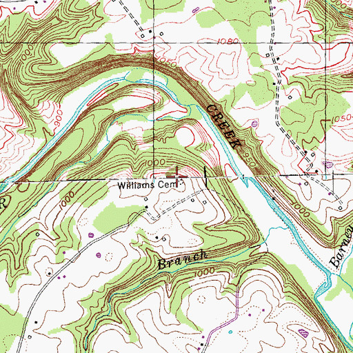 Topographic Map of Williams Cemetery, KY