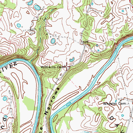 Topographic Map of Williams Cemetery, KY