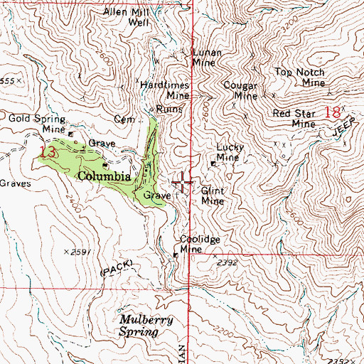 Topographic Map of Glint Mine, AZ