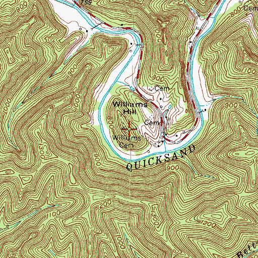 Topographic Map of Williams Cemetery, KY
