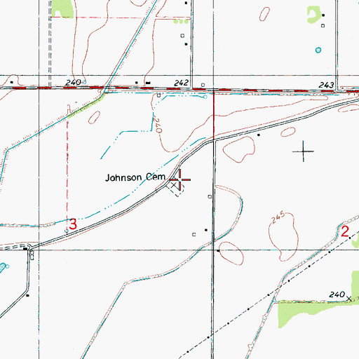 Topographic Map of Johnson Cemetery, AR