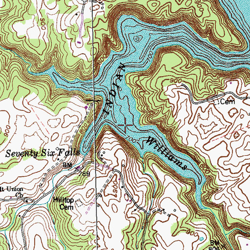 Topographic Map of Williams Creek, KY