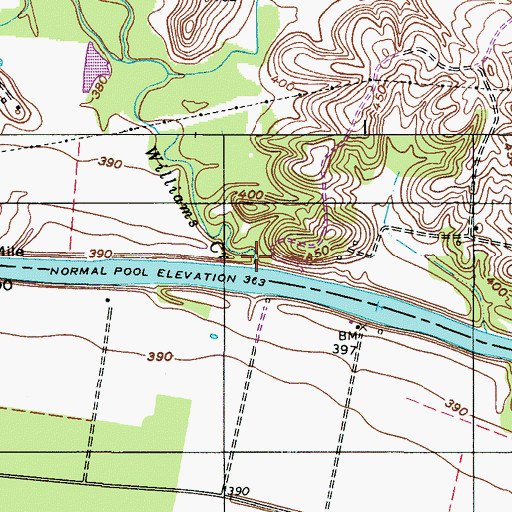 Topographic Map of Williams Creek, KY