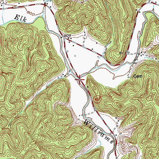 Topographic Map of Williams Creek, KY