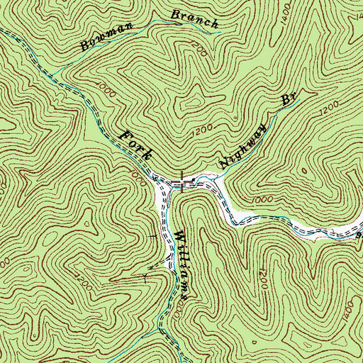 Topographic Map of Williams Fork, KY