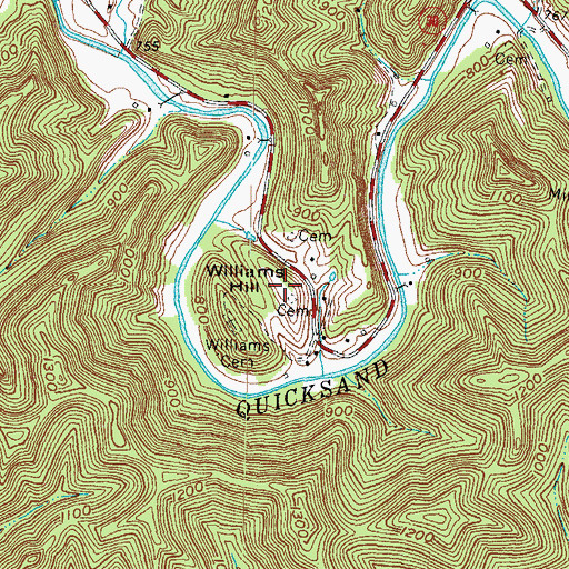 Topographic Map of Williams Hill, KY