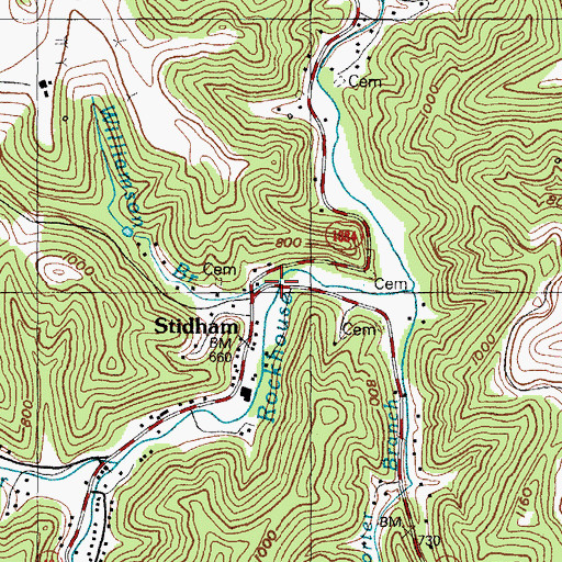 Topographic Map of Williamson Branch, KY