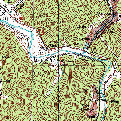 Topographic Map of Williamson Cemetery, KY