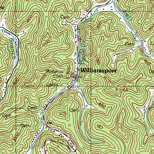 Topographic Map of Williamsport, KY