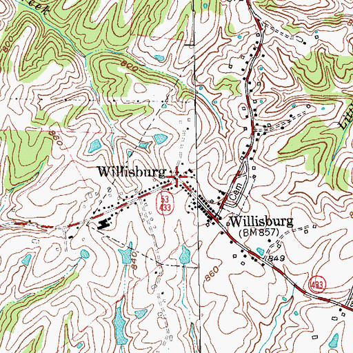 Topographic Map of Willisburg, KY