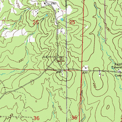 Topographic Map of Johnson Cemetery, AR