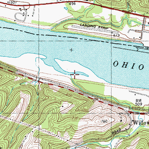 Topographic Map of Willow Creek, KY