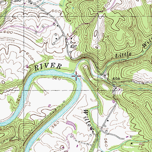 Topographic Map of Willow Creek, KY