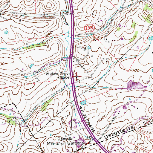 Topographic Map of Willow Grove Chapel, KY