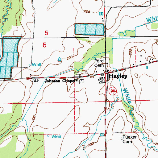 Topographic Map of Johnson Chapel, AR
