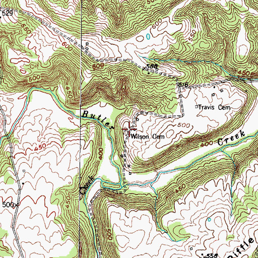 Topographic Map of Wilson Cemetery, KY
