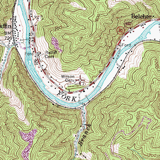 Topographic Map of Wilson Cemetery, KY
