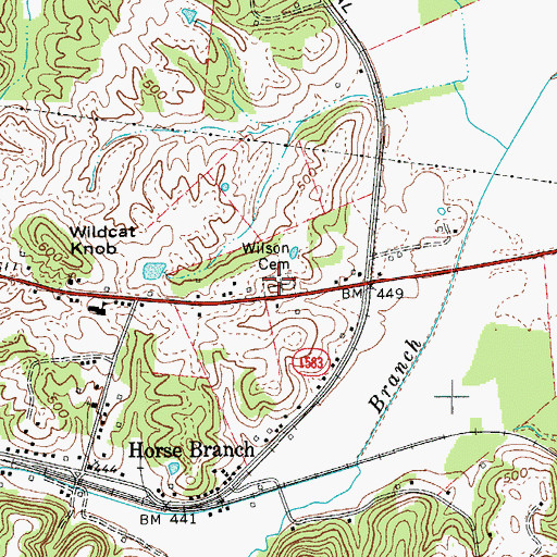 Topographic Map of Wilson Cemetery, KY