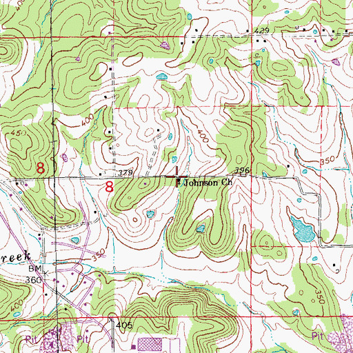 Topographic Map of Johnson Church, AR