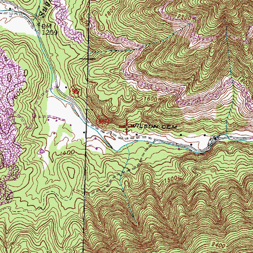 Topographic Map of Wilson Cemetery, KY