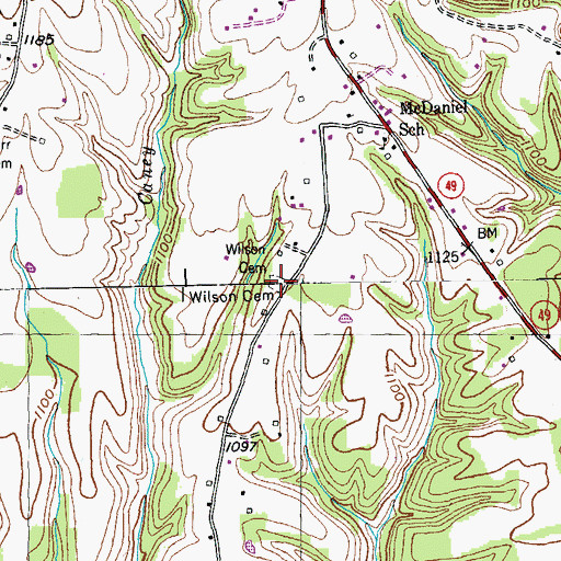Topographic Map of Wilson Cemetery, KY