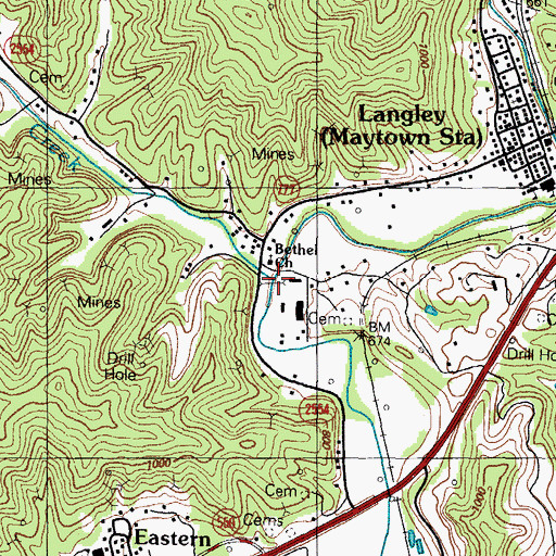 Topographic Map of Wilson Creek, KY
