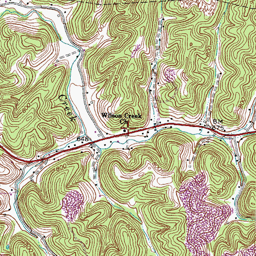 Topographic Map of Wilson Creek Church, KY