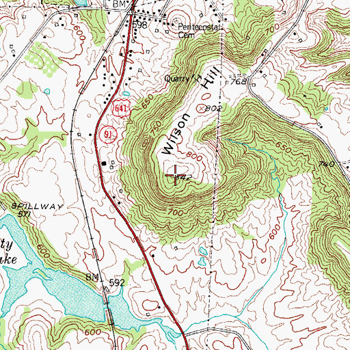 Topographic Map of Wilson Hill, KY