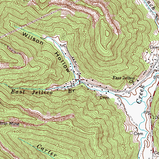 Topographic Map of Wilson Hollow, KY